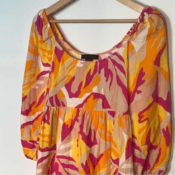 Sanctuary Cotton Babydoll Mini Dress Pink Orange Print Make a Splash XS - Picture 6 of 15